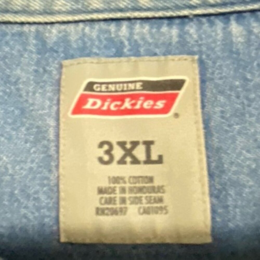 Dickies Short Sleeve Workwear Shirt Men's Size 3XL Faded Blue Denim Button-up - Picture 11 of 11